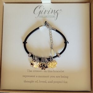 NWB.  Demdaco Bracelet with Gold and Silver Cross Charms